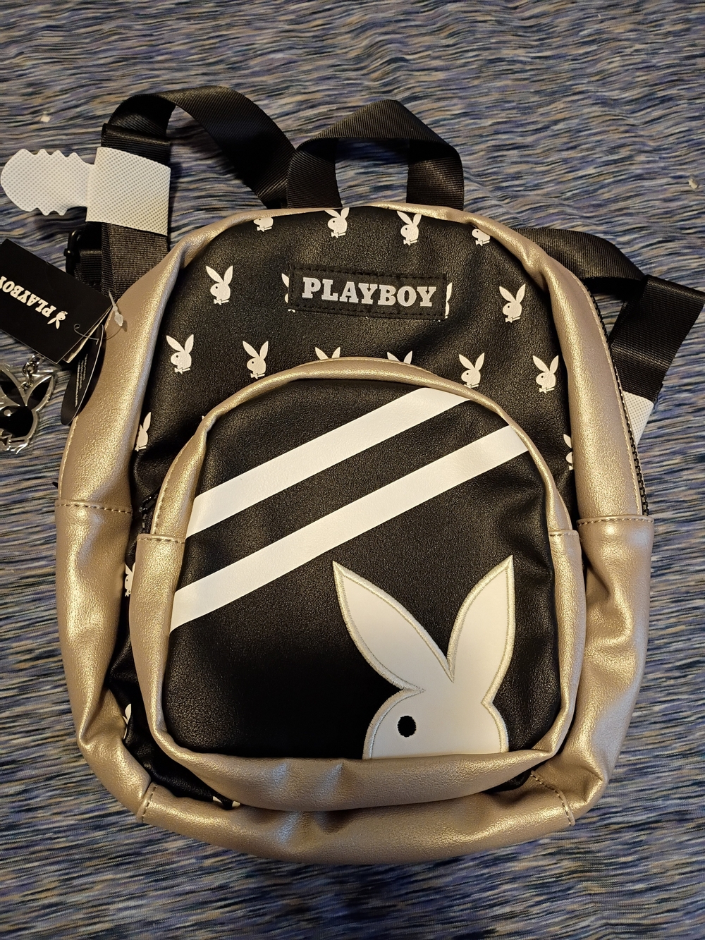 Playboy Black & Gold Bunny Mini Backpack